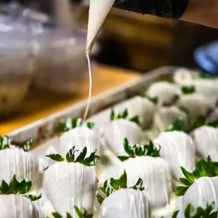 Strawberries covered in chocolate