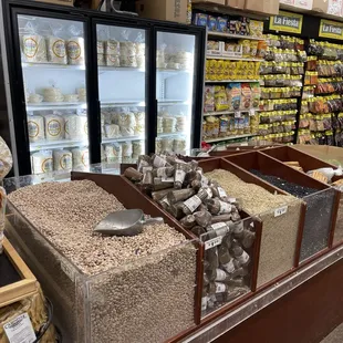 a variety of food items on display