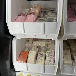 a refrigerator full of frozen food