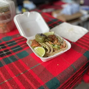 a container of food on a table