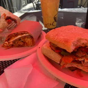 Steak burrito and Sunrise Sandwich