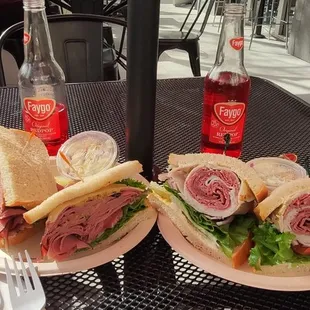 Pastrami on the left, Farmhouse on the Right and Don&apos;t forget the Faygo Red Pop!