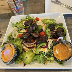 Marinated Oak Barrel Steak Salad. Yummy