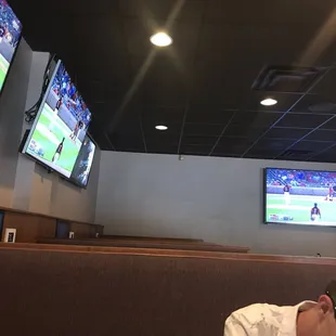 Some of the tvs around our booth