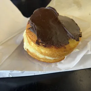 a chocolate covered pastry