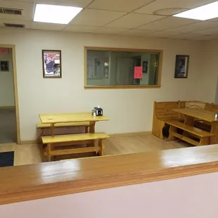 a view of the dining area