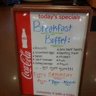 breakfast buffet sign