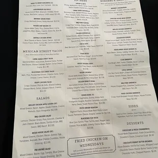 Carolina Brewery Menu