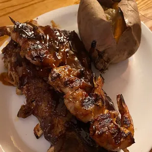 Killer shrimp combo with sweet potatoe