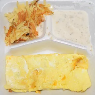 Western Omelette w/ Hash Browns &amp; Gravy: Carolina Cafe