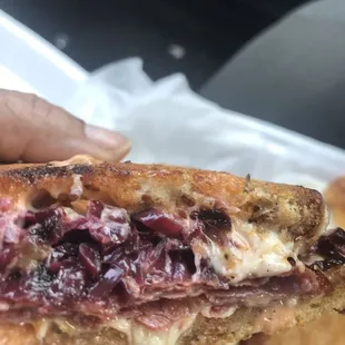 Ruben Sandwich with purple cabbage