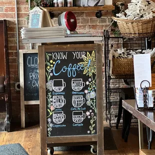 a chalkboard with a menu on it