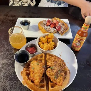 Chicken and waffles + French toast