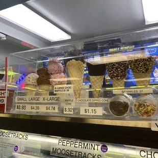 a variety of ice cream cones