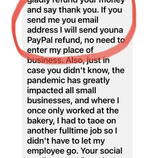 a text message from a customer