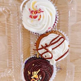 (Top to bottom): Southern Red Velvet; Coffee; Chocolate Fix