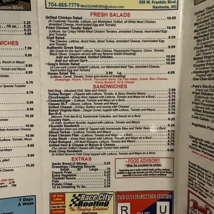 Updated Menu Prices June 2023