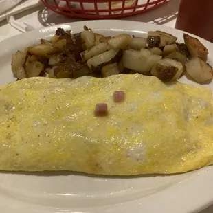 Ham Omelette w/ Home Fries &amp; a Biscuit