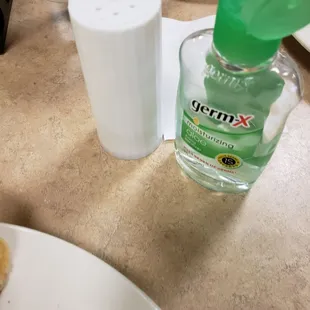 Salt shaker was so greasy and gross here is a reminder to bring germ x with ya