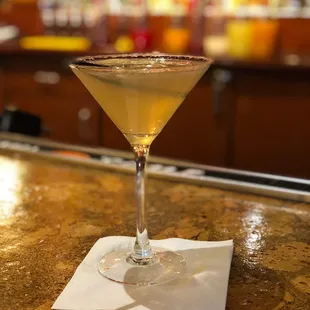 a martini on the bar