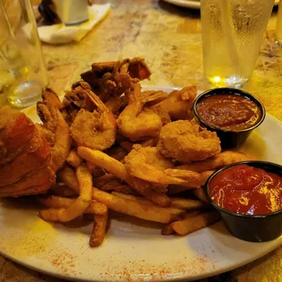 Fried shrimp and lobster tail