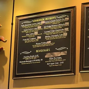 Desserts and Beverage Menu