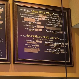 Homestyle Meals and Fried Chicken Menu