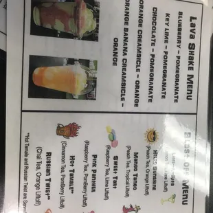 a menu for a restaurant