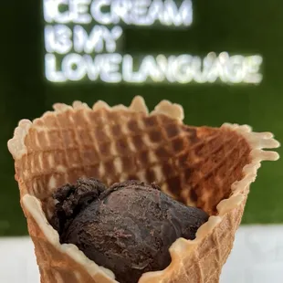Chocolate in a Homemade Warm Waffle Cone