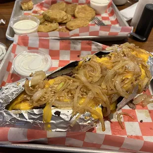 Cadillac potato, fried green tomatoes