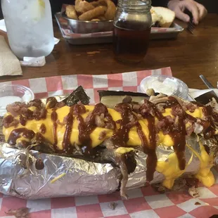 HUGE baked tater w pulled pork