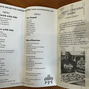 Inside of to-go menu as of June 2023