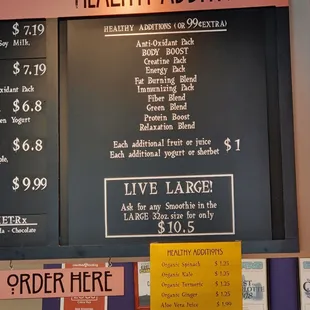 a menu for healthy additions