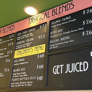 prices and prices on the menu