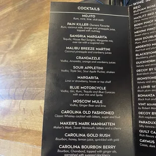 Cocktail Menu