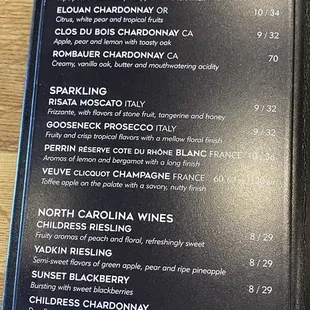 Wine Menu