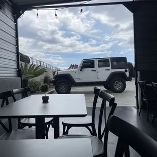 a jeep parked in a parking lot
