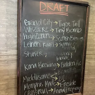 Daily draft menu