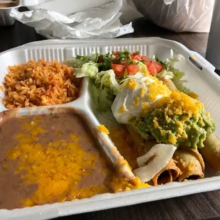 a tray of mexican food