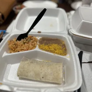 Kids meal bean burrito