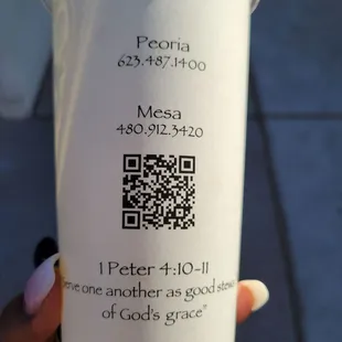 Love the verse on this cup. It explains why the service was so great!