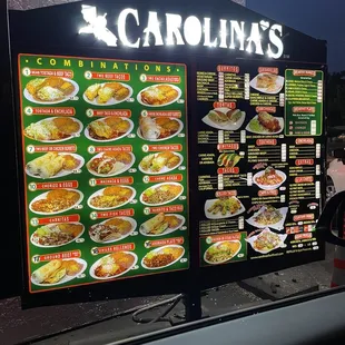 menu, tacos