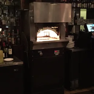 a pizza oven in a restaurant