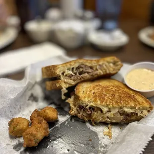 The Reuben sandwich with fried okra. I'm sorry I started to eat the okra before I remembered to take a picture so there wasn't much left.