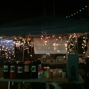 a tent with christmas lights