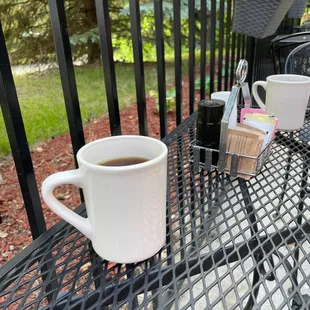 Breakfast and coffee on the patio!