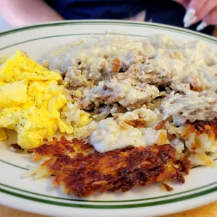 Chicken fried steak and extra crispy hashbrowns.