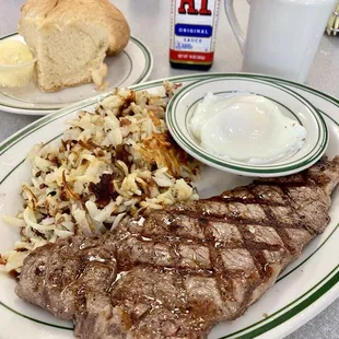 Steak and eggs breakfast
