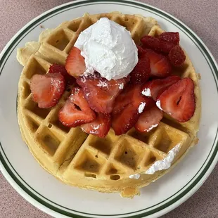 Fresh Strawberry Waffle Breakfast