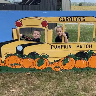 Our two littles at one of the many photo ops.